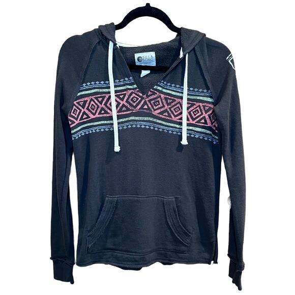 BILLABONG Dark Gray Hoodie Pullover with Tribal‎ Design Women’s Small (c-68) - Picture 1 of 4